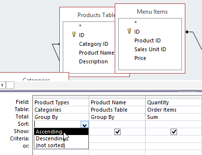 Applying an Ascending sort to a field