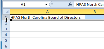 Positioning the mouse over the row line