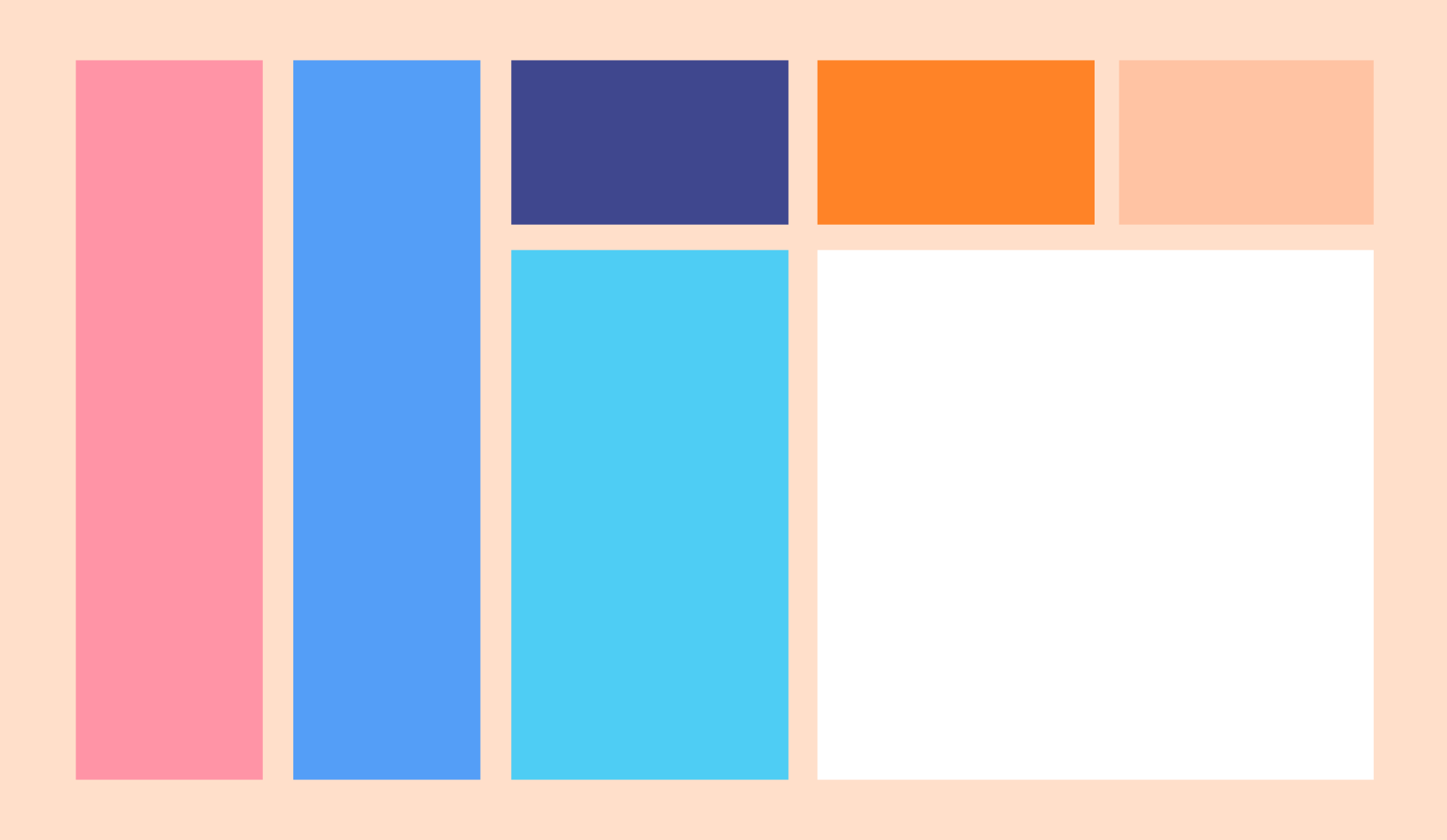 7 rectangles arranged as in a website layout