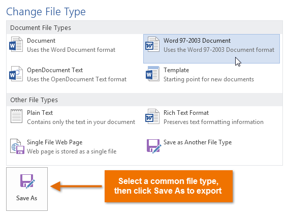 Screenshot of Word 2013