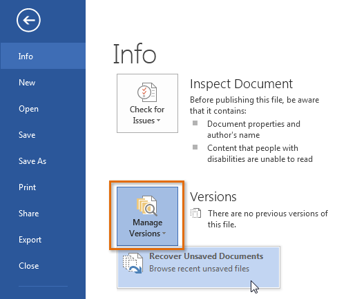 Screenshot of Word 2013