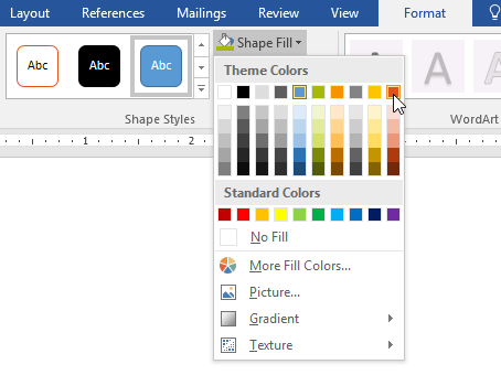 Changing the shape fill color