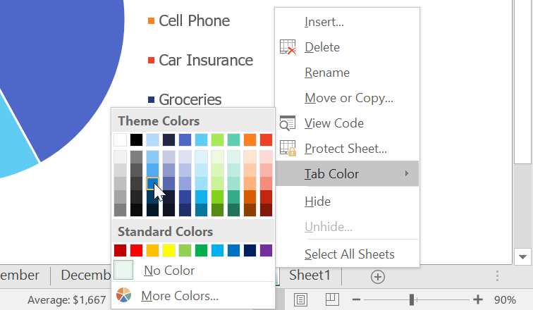 choosing a worksheet color