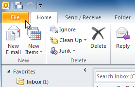 Screenshot of Microsoft Outlook 2010