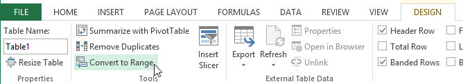 Screenshot of Excel 2013