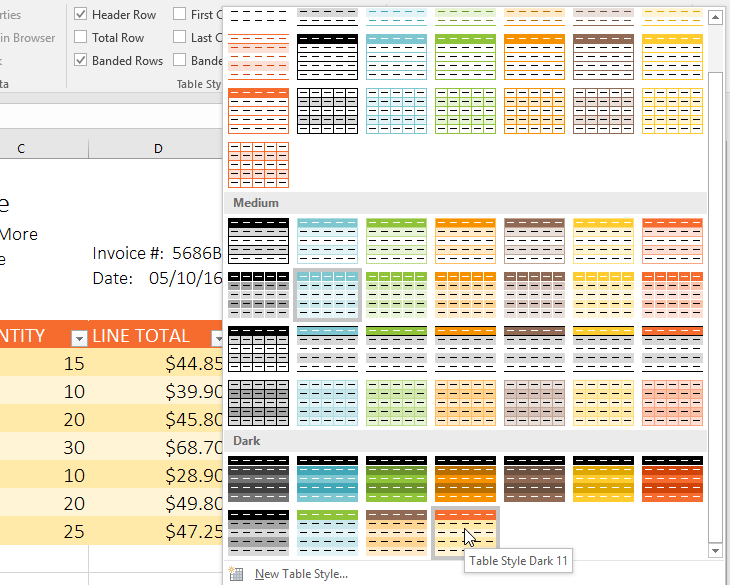 choosing a table style