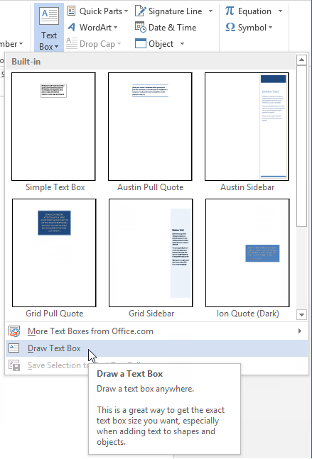 Screenshot of Word 2013