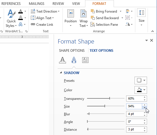 Screenshot of Word 2013