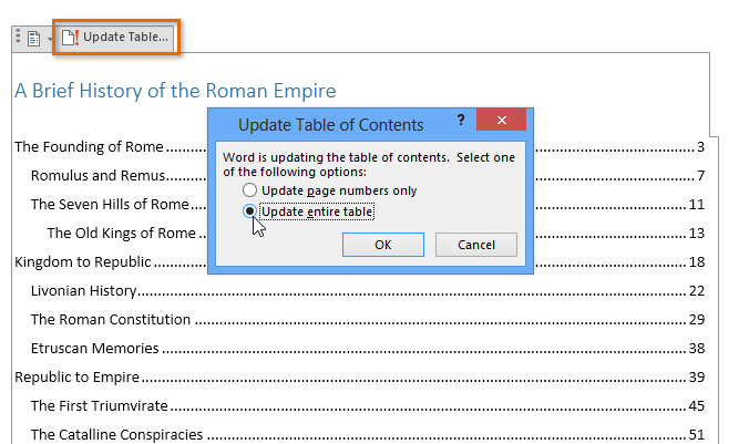 Screenshot of Microsoft Word