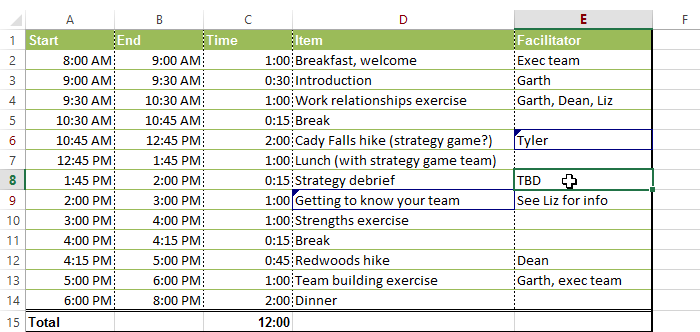 Screenshot of Excel 2013