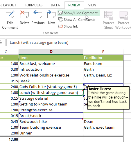 Screenshot of Excel 2013