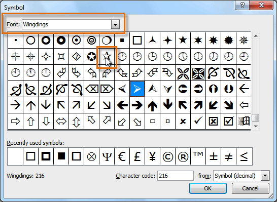 Choosing a symbol