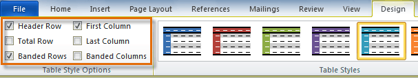 Table Style Options