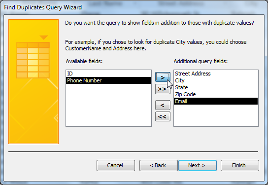 Selecting the other fields to view in our results