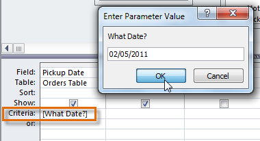 Running a parameter criteria